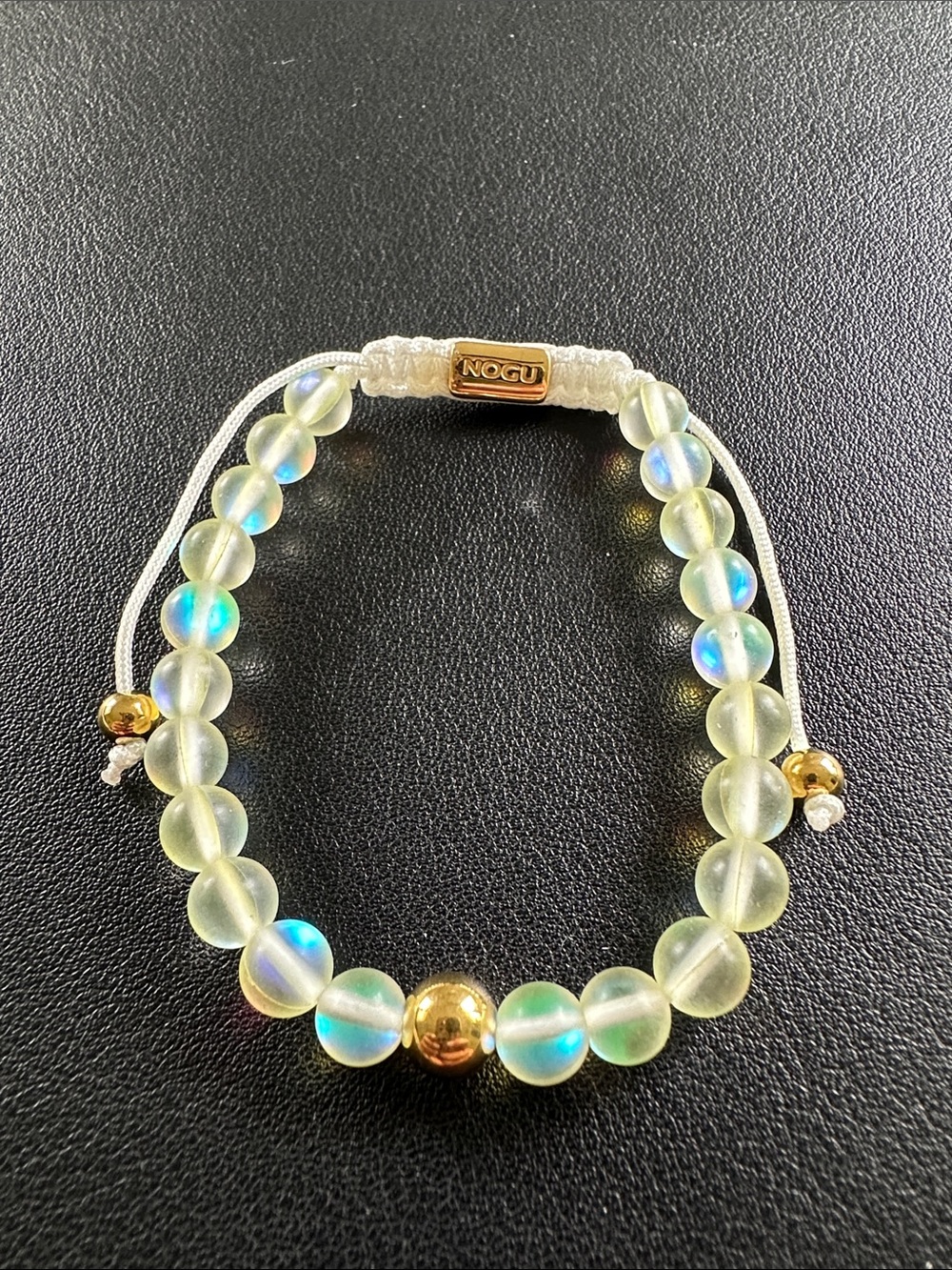 Nogu Canary | Gold | Mermaid Glass Macrame Bead Bracelet
